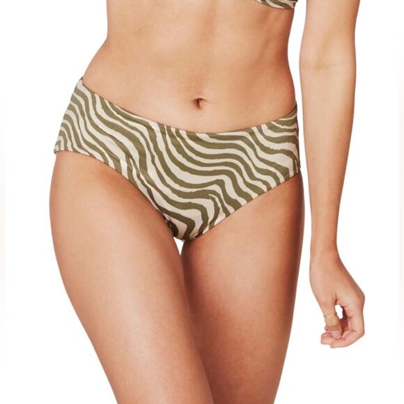 ANDIE Stripe Low Rise Bottom Women Sz L Olive Feminine Animal Resort Cottage NWT - Picture 1 of 12